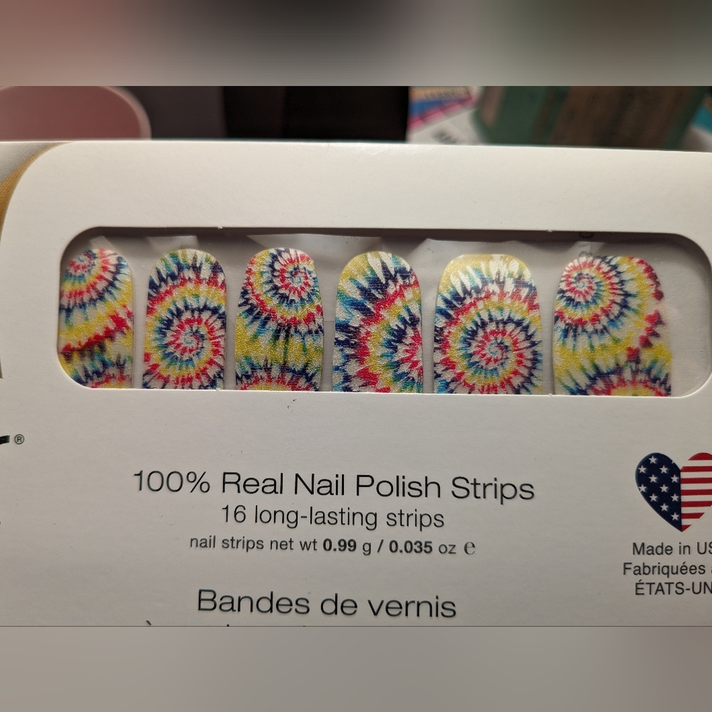 Color Street Nail Strips NIP Wanna Peace of Me? Tie Dye Red Yellow Green Blue